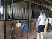  Kat in her barn with two horses
